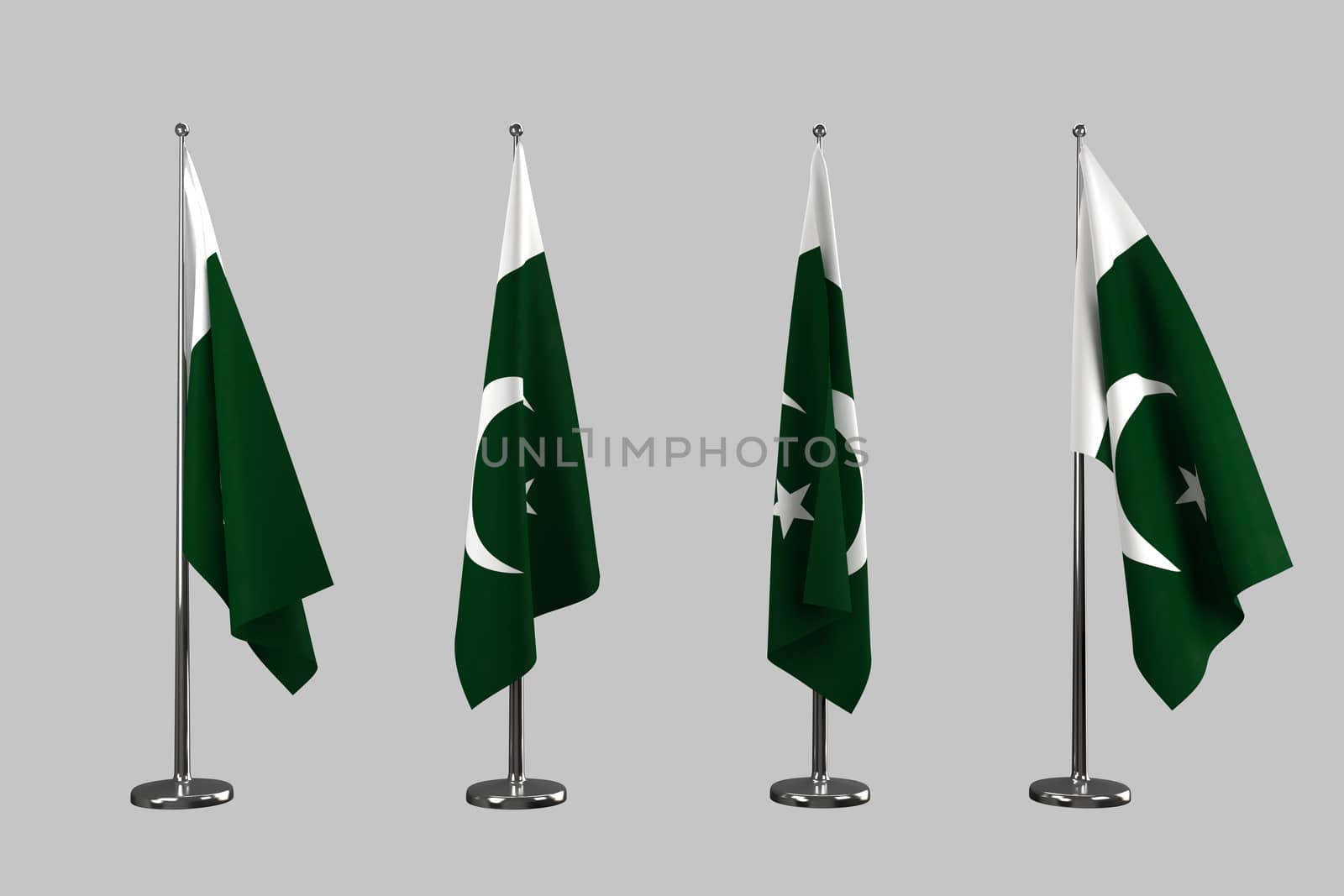 Pakistan indoor flags isolate on white background