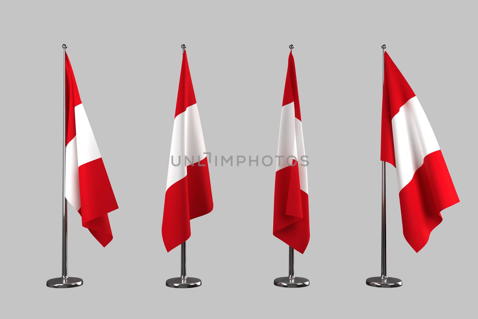 Peru indoor flags isolate on white background