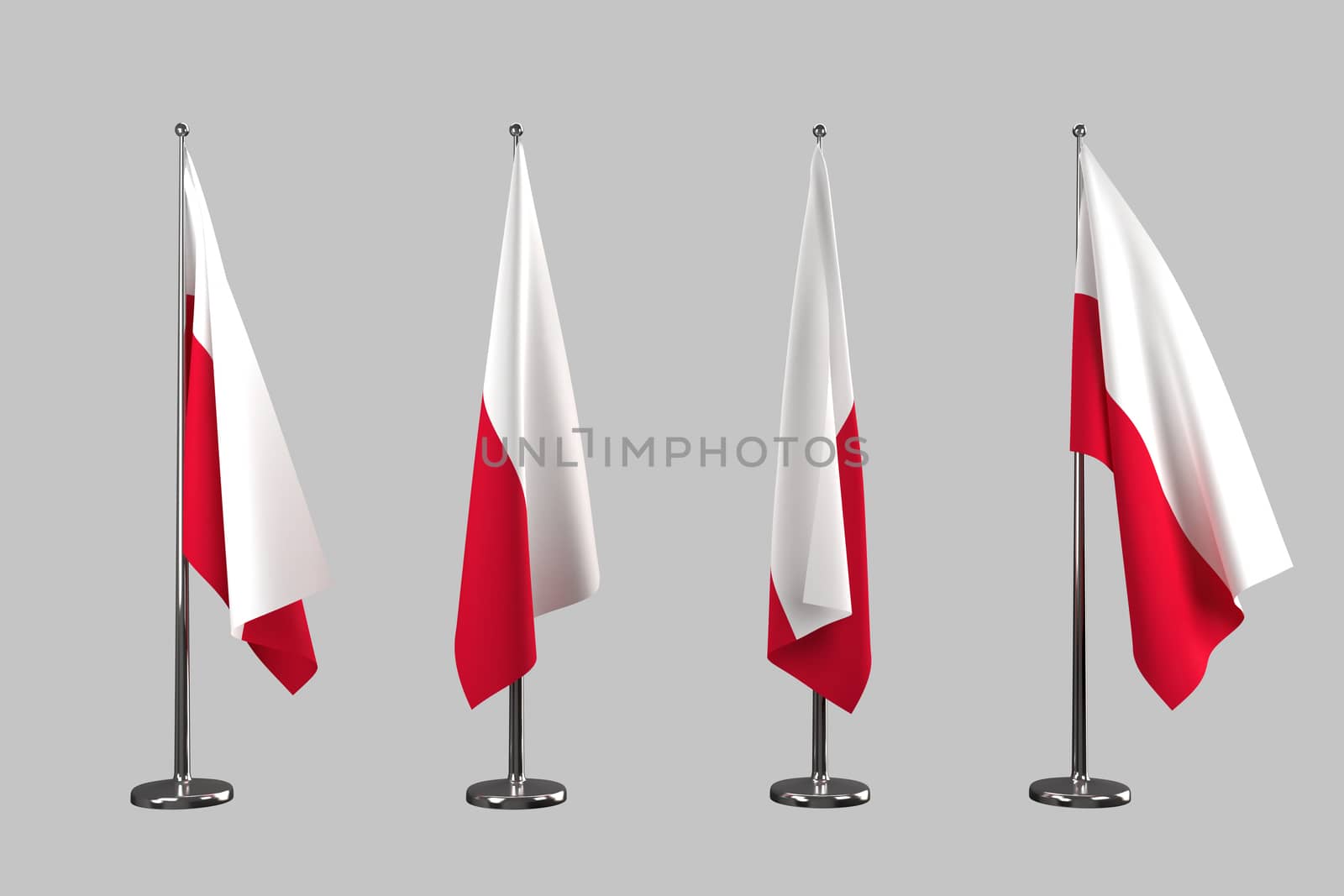 Poland indoor flags isolate on white background