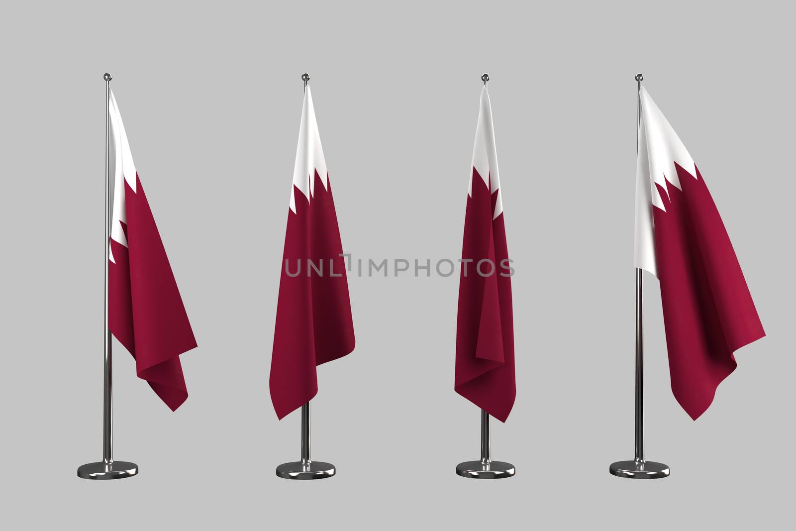 Qatar indoor flags isolate on white background