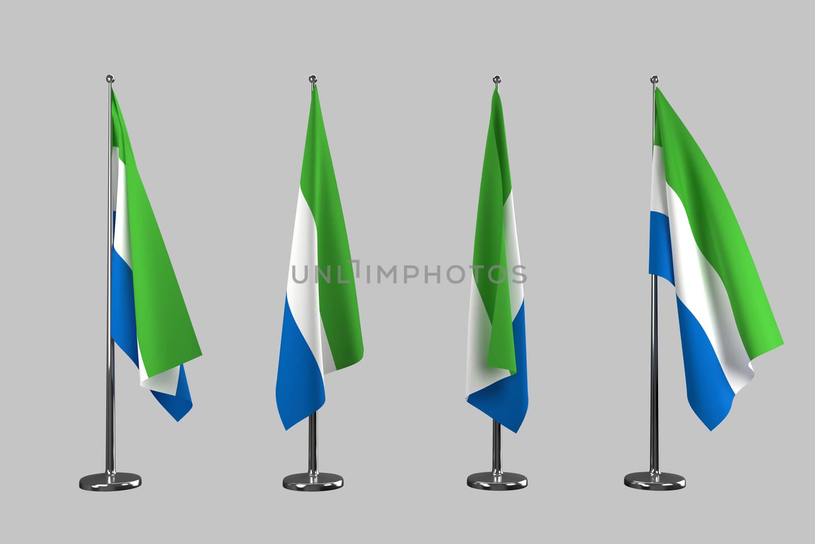 Sierra Leone indoor flags isolate on white background