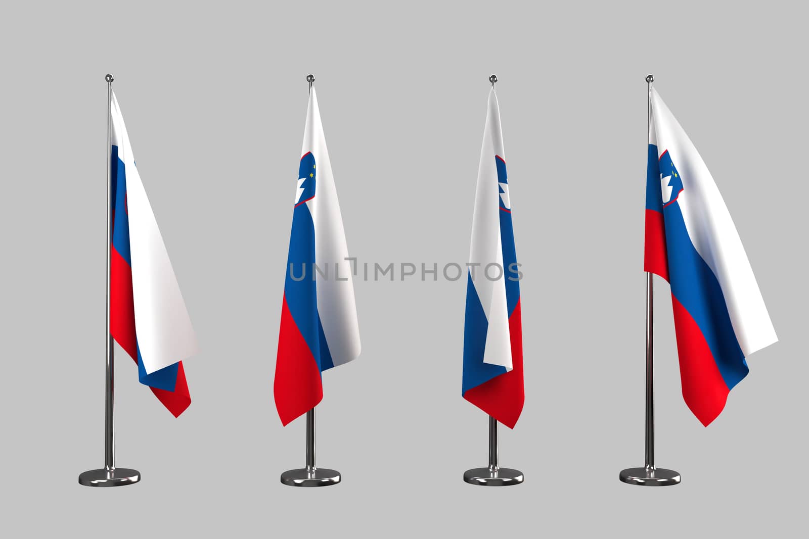 Slovenia indoor flags isolate on white background