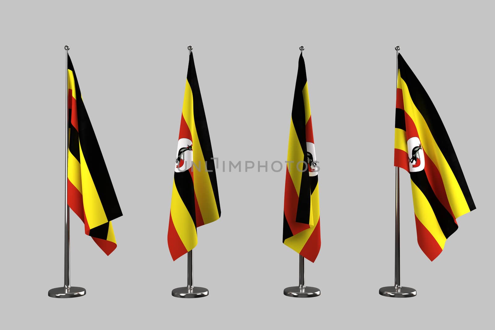 Uganda indoor flags isolate on white background