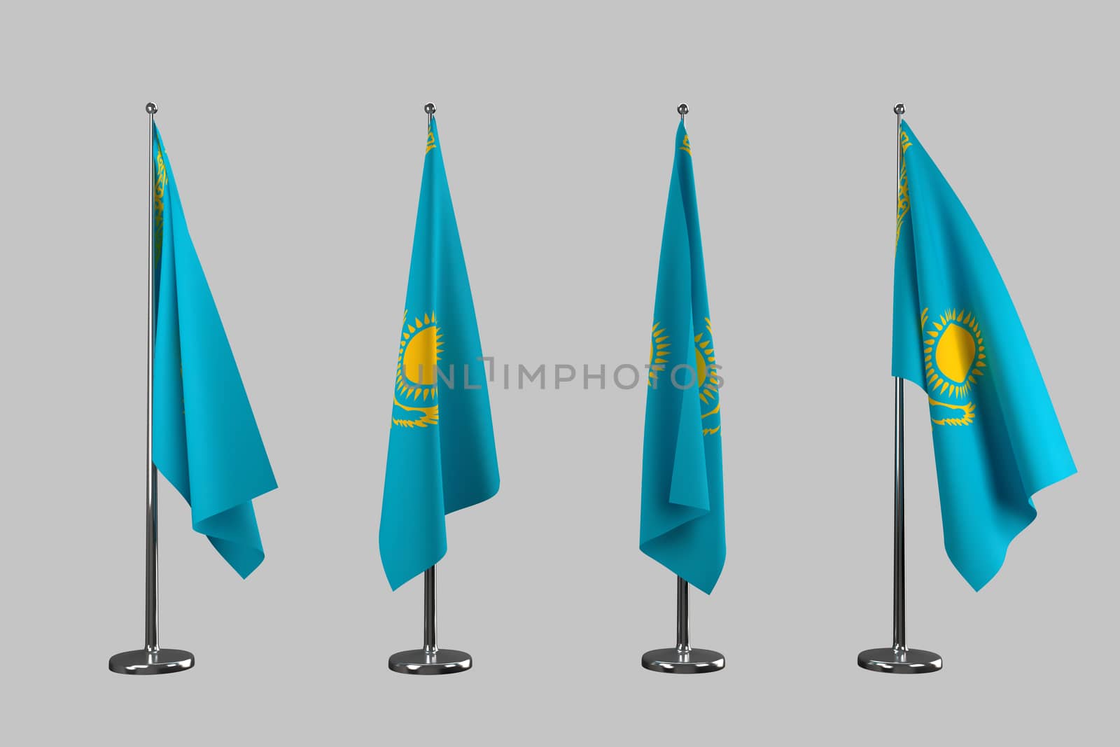 Kazakhstan indoor flags isolate on white background