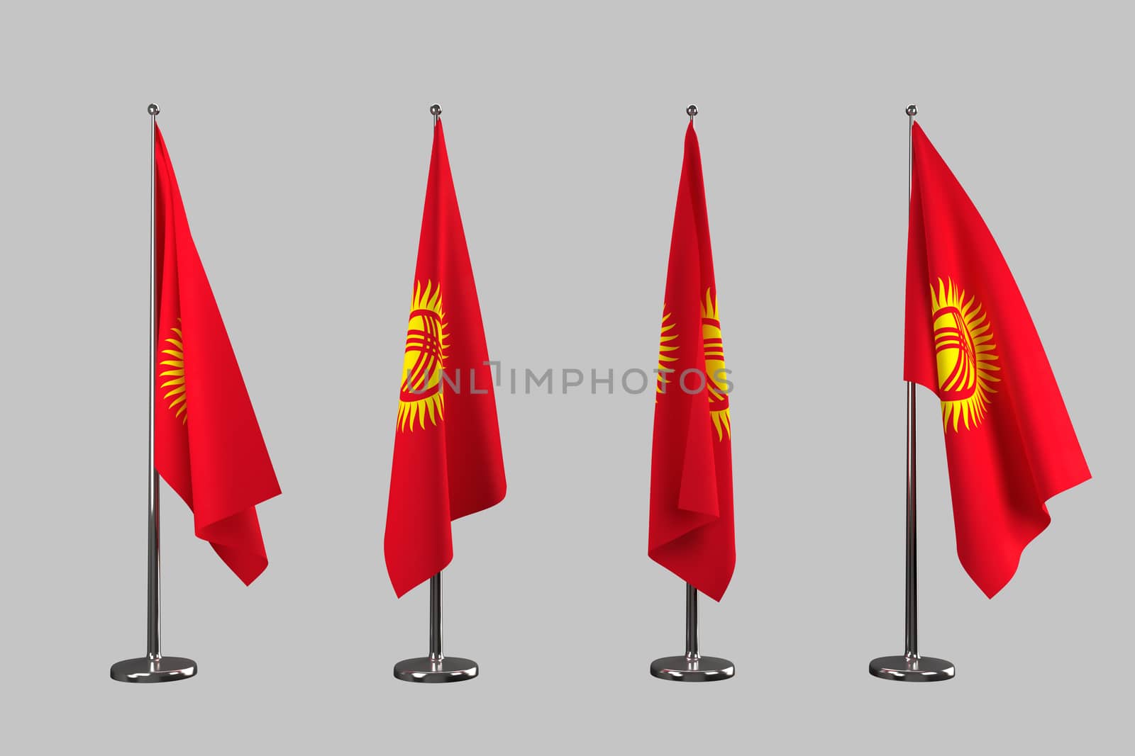 Kyrgyzstan indoor flags isolate on white background