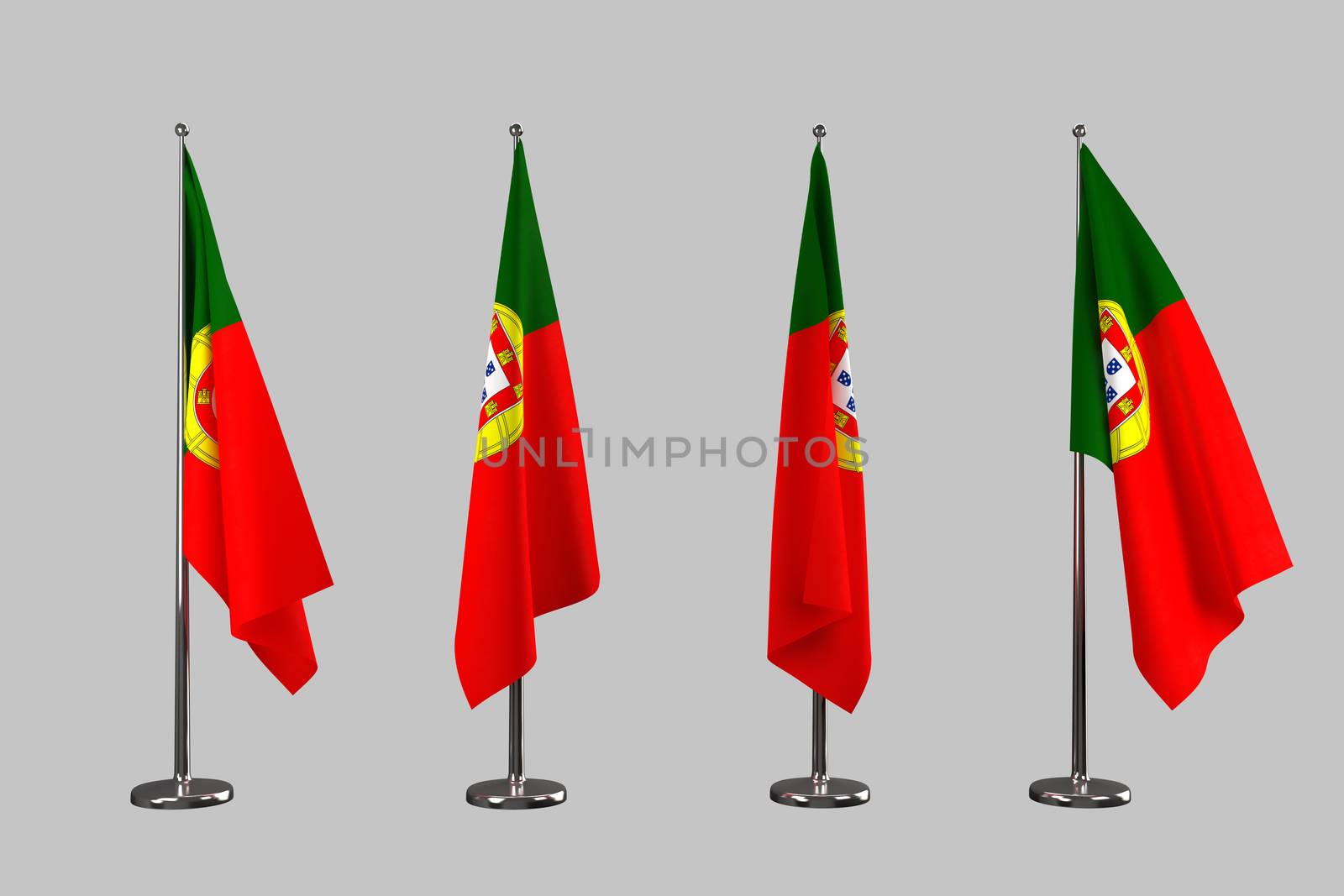 Portugal indoor flags isolate on white background