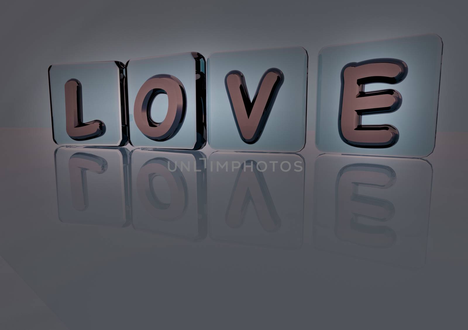 The LOVE word made of blocks with letters