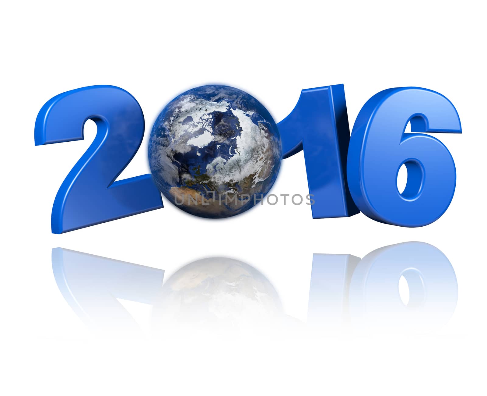 Arctic centered Earth view 2016 design with a white background