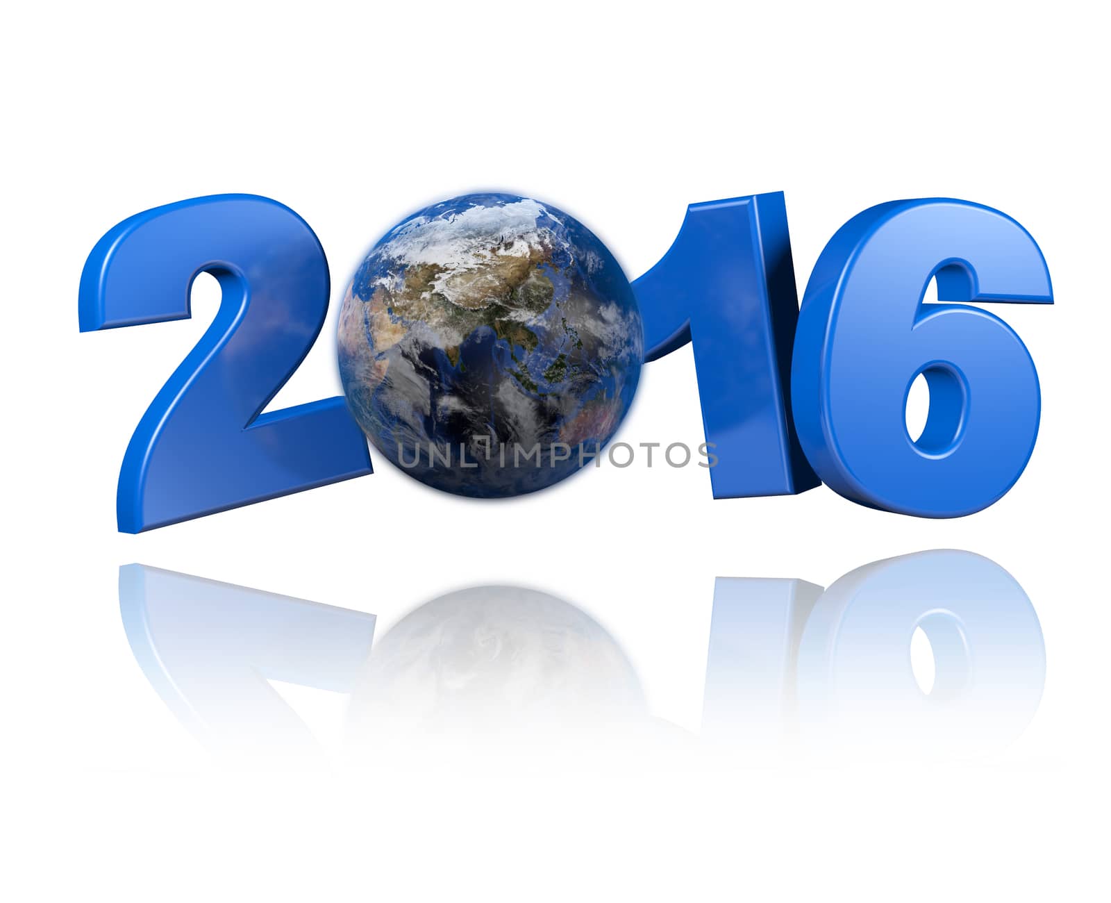 Asia centered Earth view 2016 design with a white background