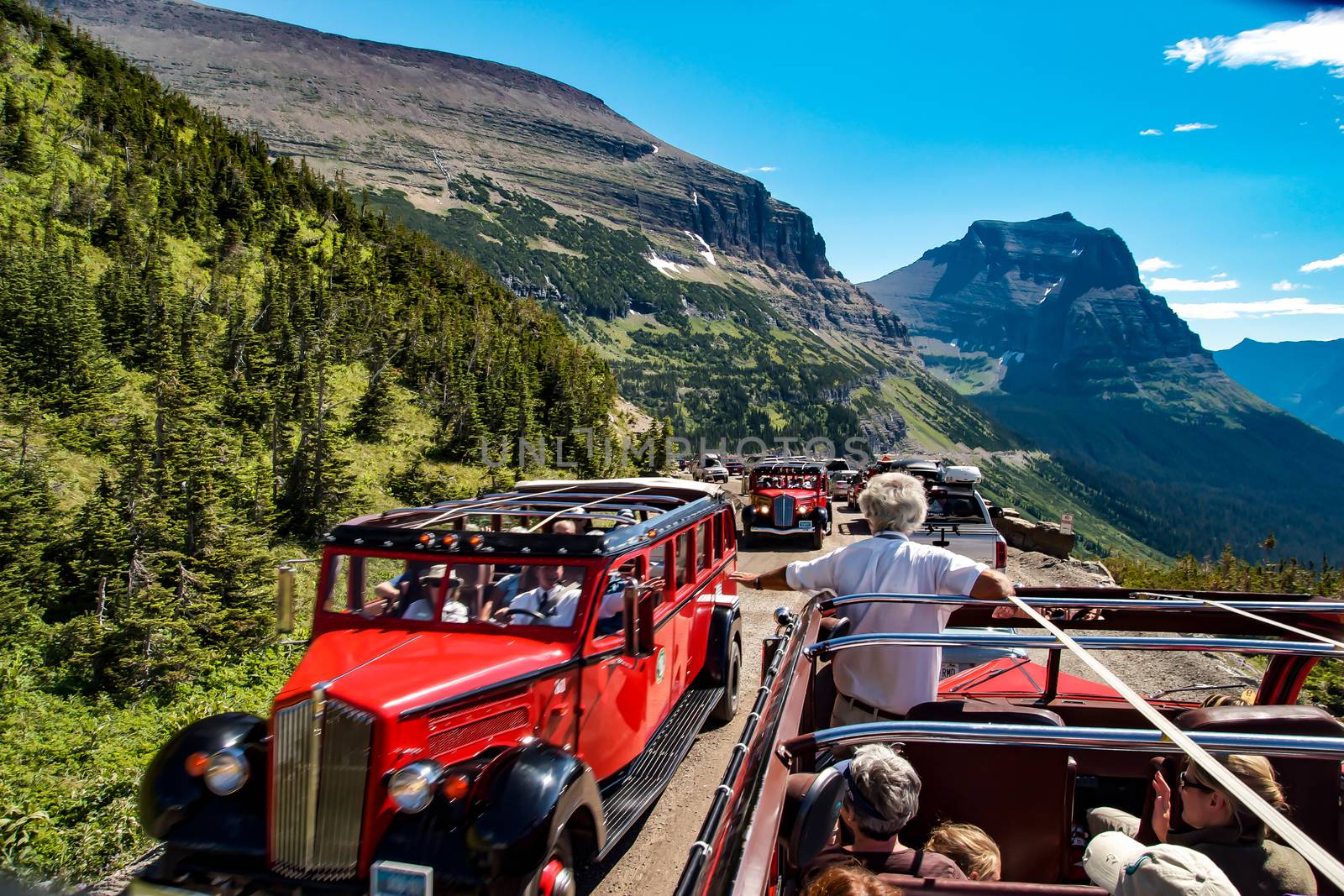 Traffic on Going to the Sun Road, Glacier National Park, MontanaPhoto taken on: July 11th, 2015.