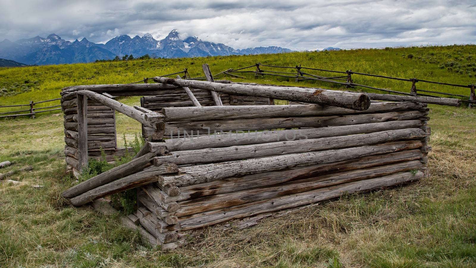 Old farm cabin in  Grand Tetons National Park, Wyoming.