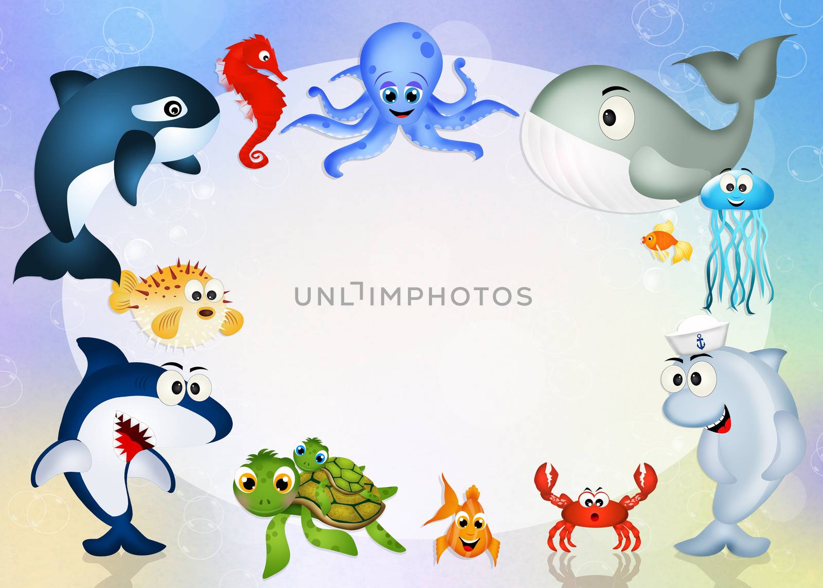 illustration of sea animals frame