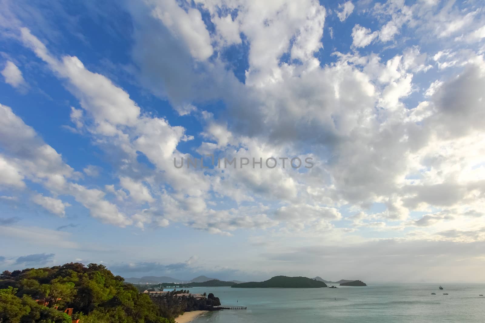 Sea and bright sky at Laem Phanwa Phuket, Thailand.