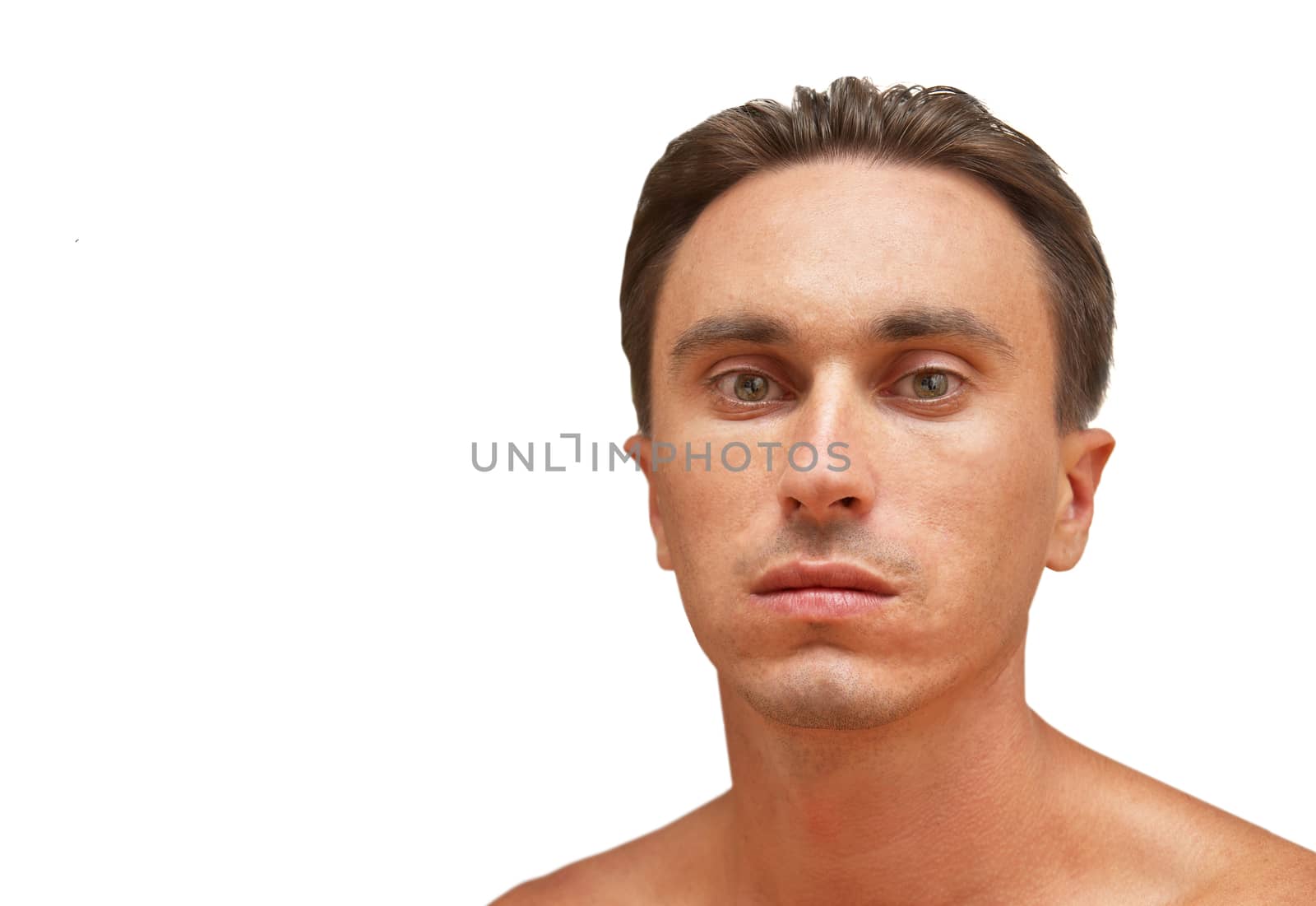 Caucasian man isolated on the white background