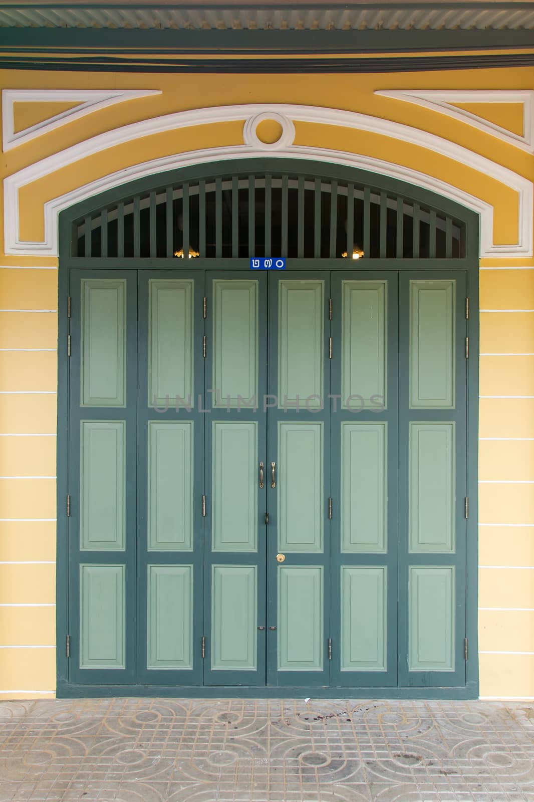 Retro door in the center of Bangkok, Thailand.
