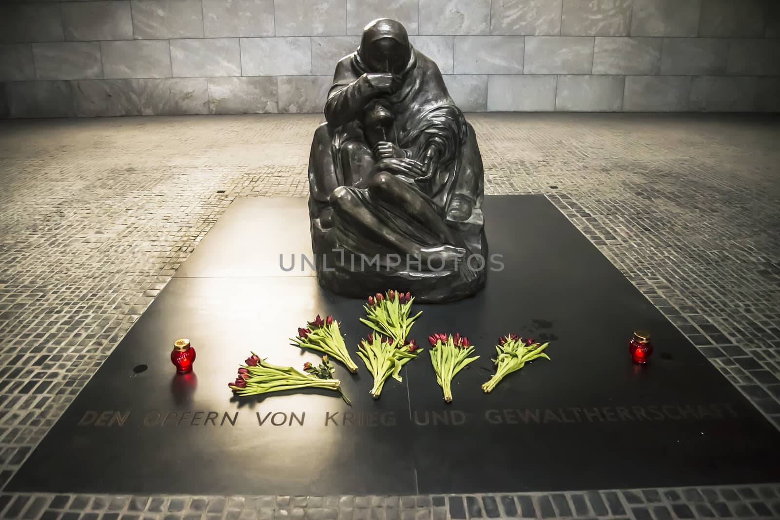 Statue of the unkonwn soldier inside the memorial in Berlin, Germany