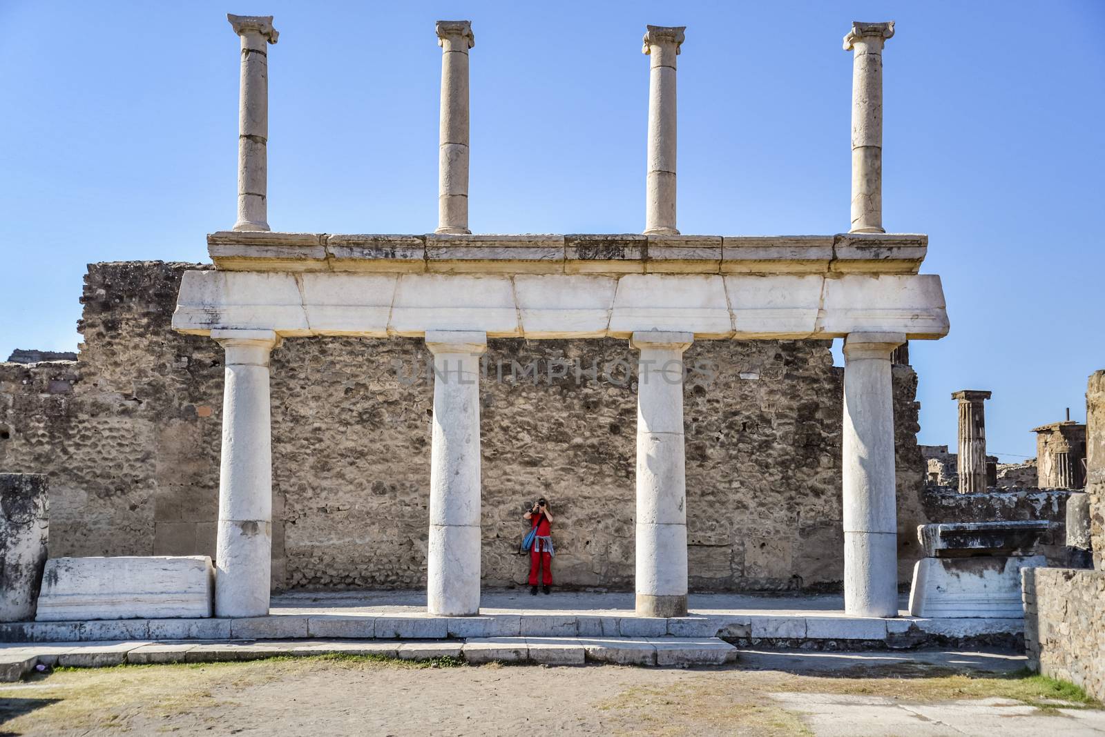 Roman archeologic ruins of the lost city of  Pompeii,  Italy