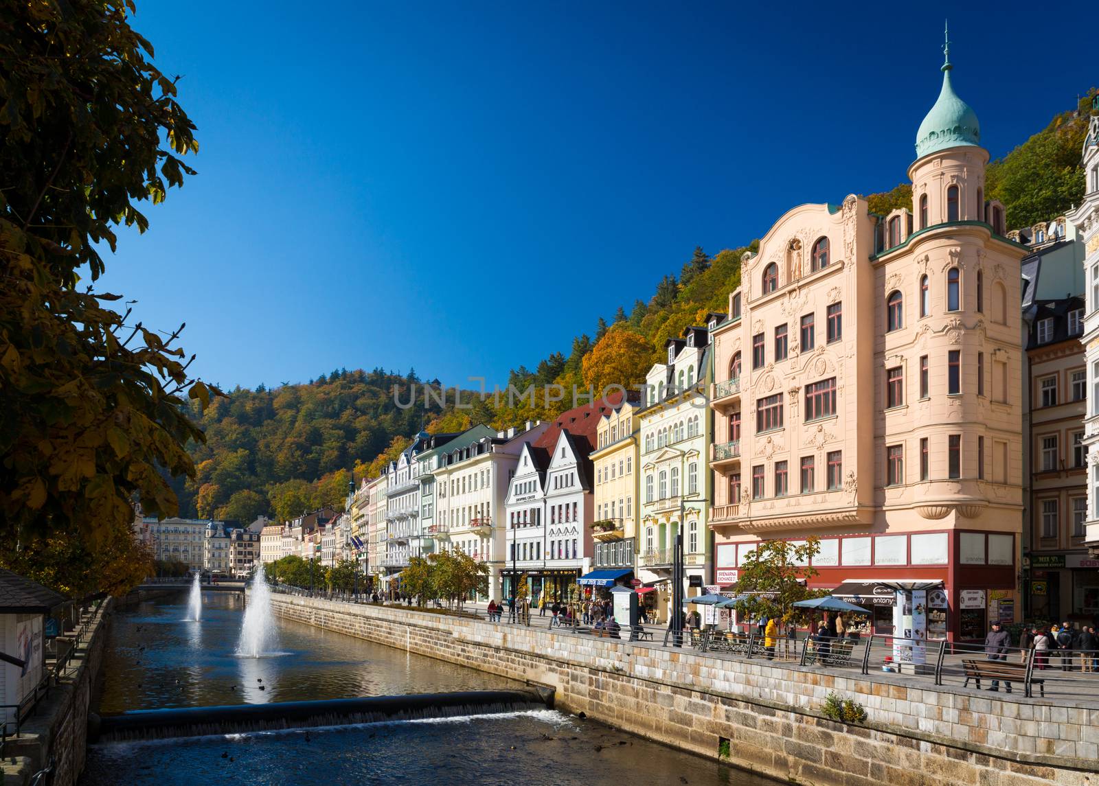 CARLSBAD, CZECH REPUBLIC - OCTOBER 10, 2015 - The historic city of Carlsbad is one of the most famous spa towns in Europe