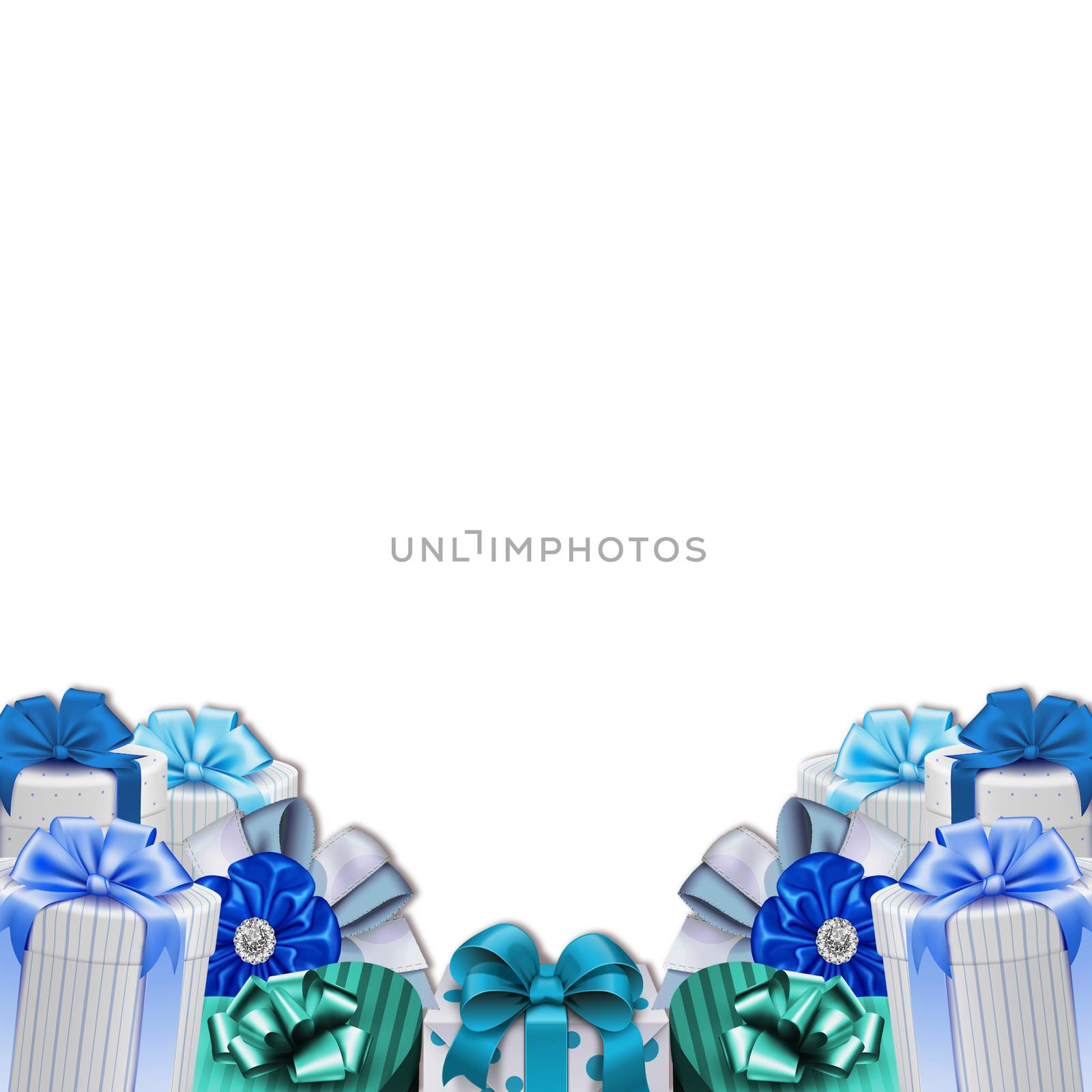 decoration border - frame - gift boxes with bows and ribbons by GGillustrations