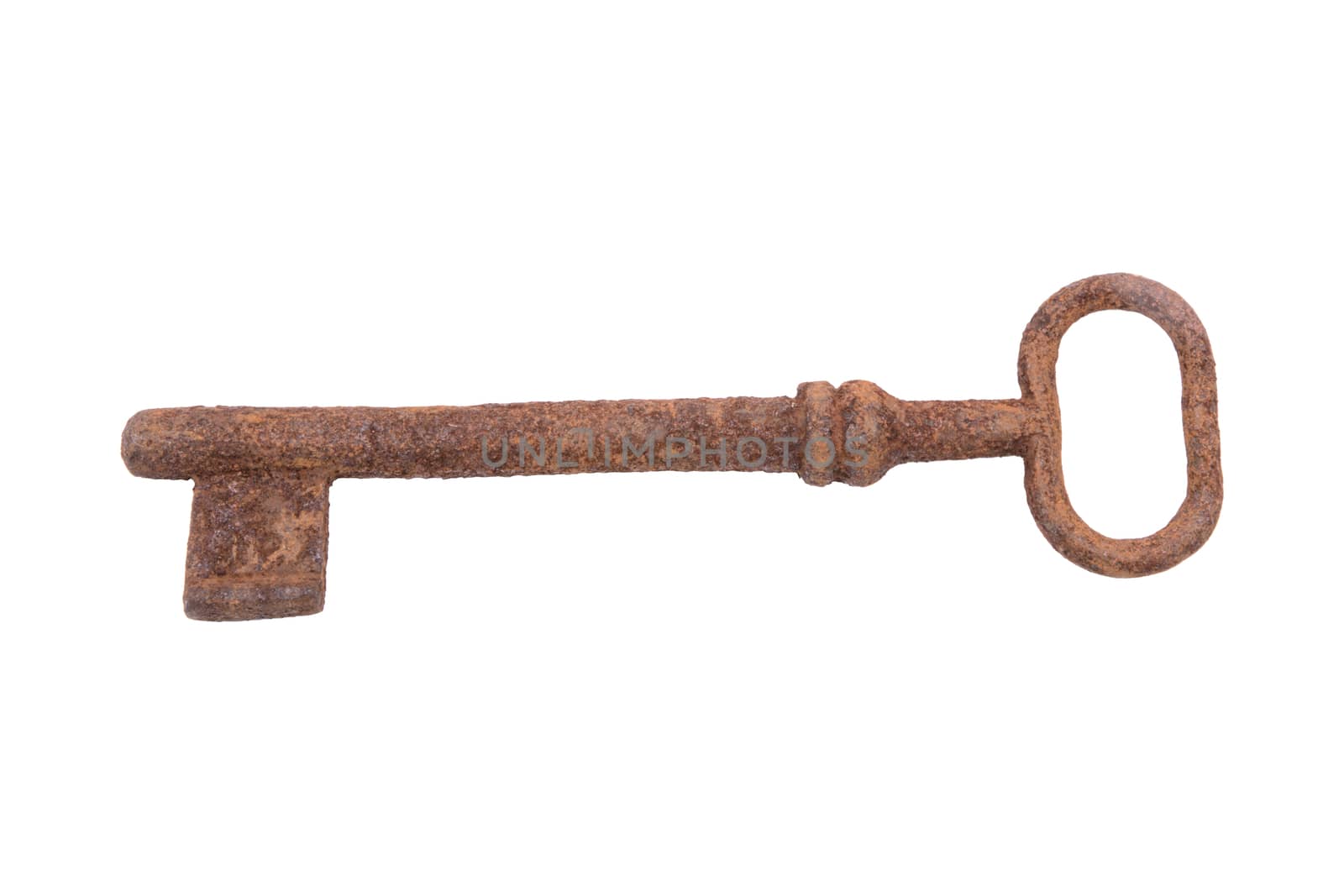 Old rusty key isolated on a white background