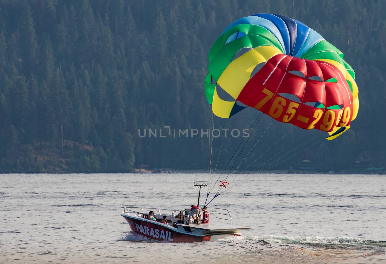 Parasailing Over Lake Coeur d'Alene by teacherdad48@yahoo.com