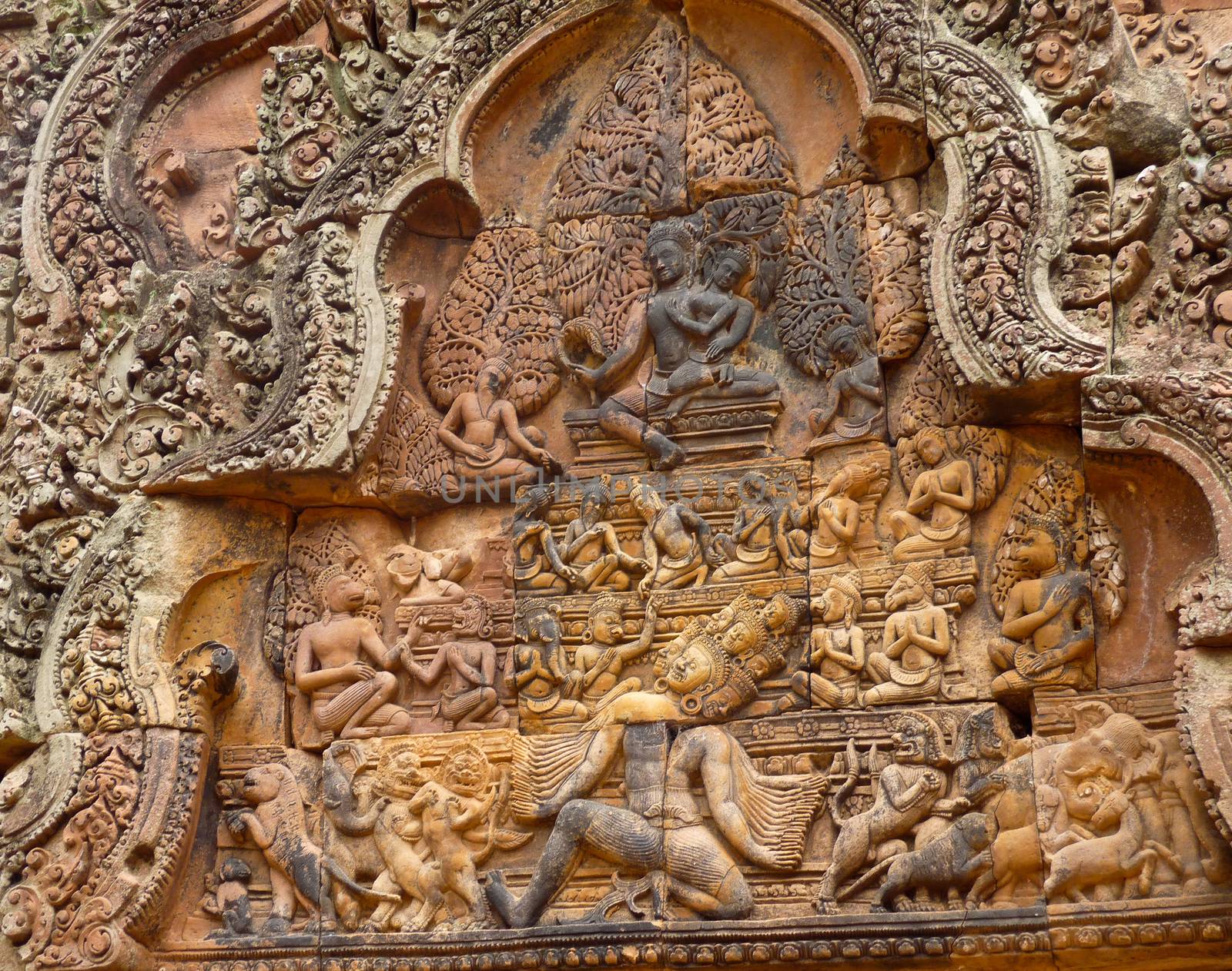 Bas-Relief at Bantey Srey Temple showing an devine scene