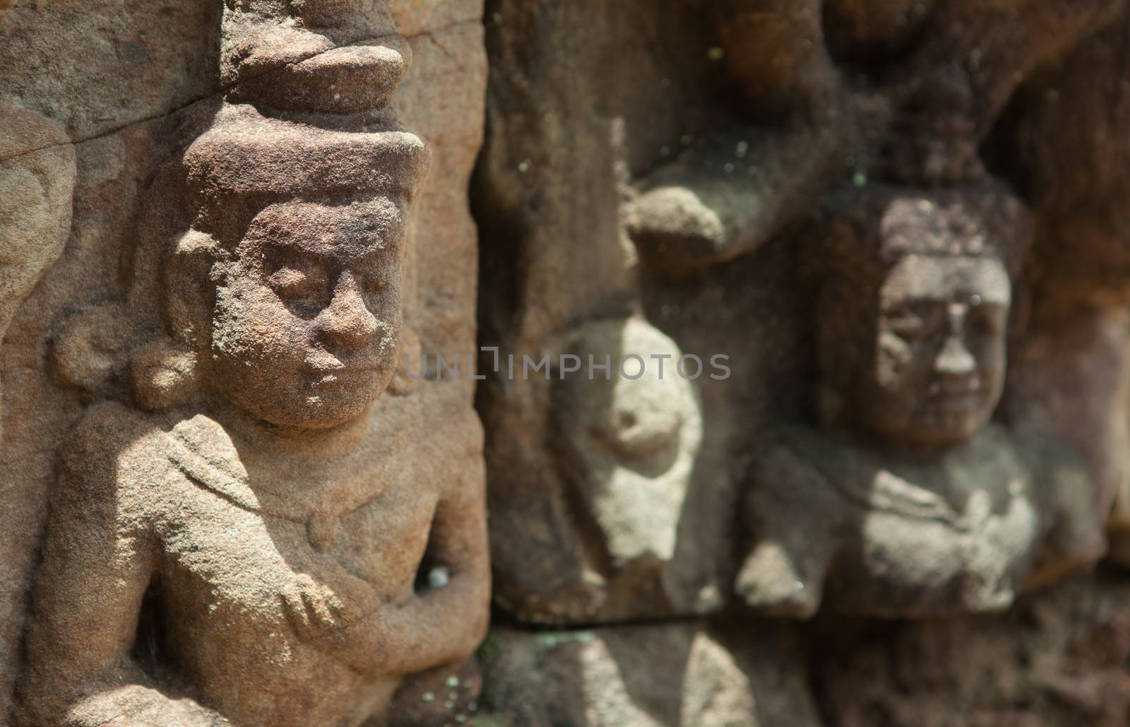 bas-Relief at Angkor Thom showing a hindu god