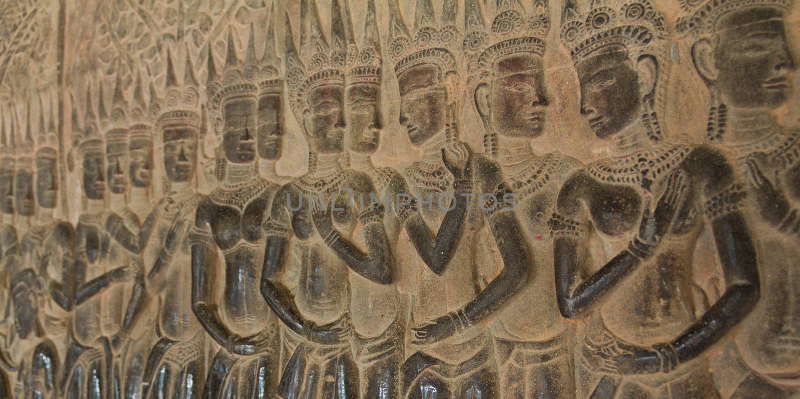 Bas-Relief at Angkor Wat showing a row of Apsaras
