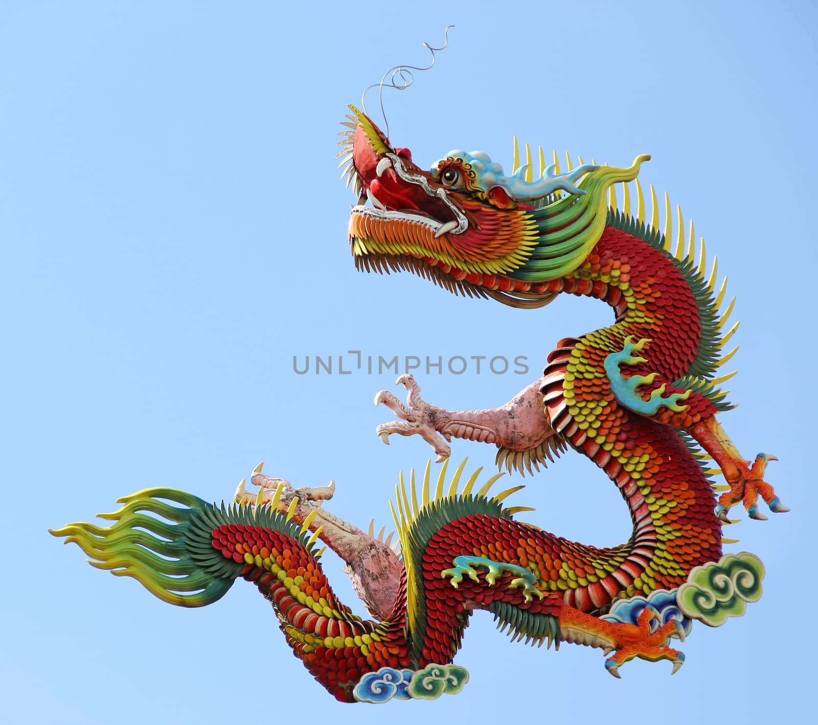 Dragon statue Chinese style on blue sky