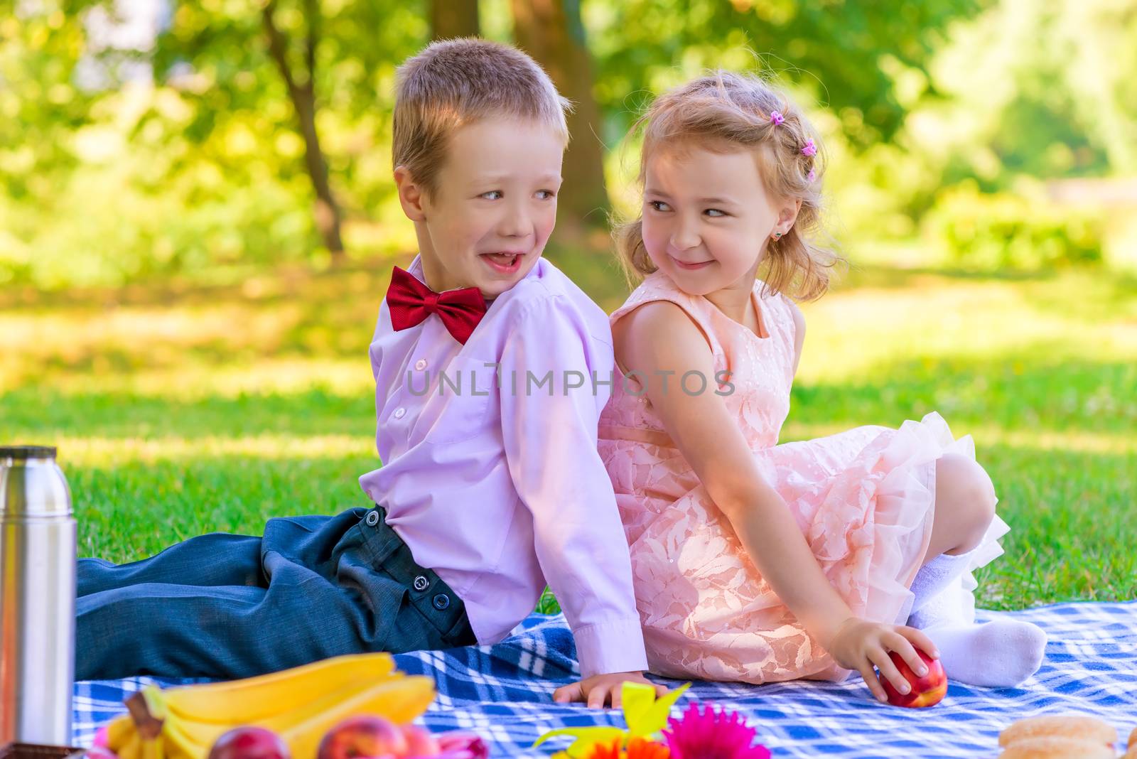 Portrait of children on a picnic in the park by kosmsos111