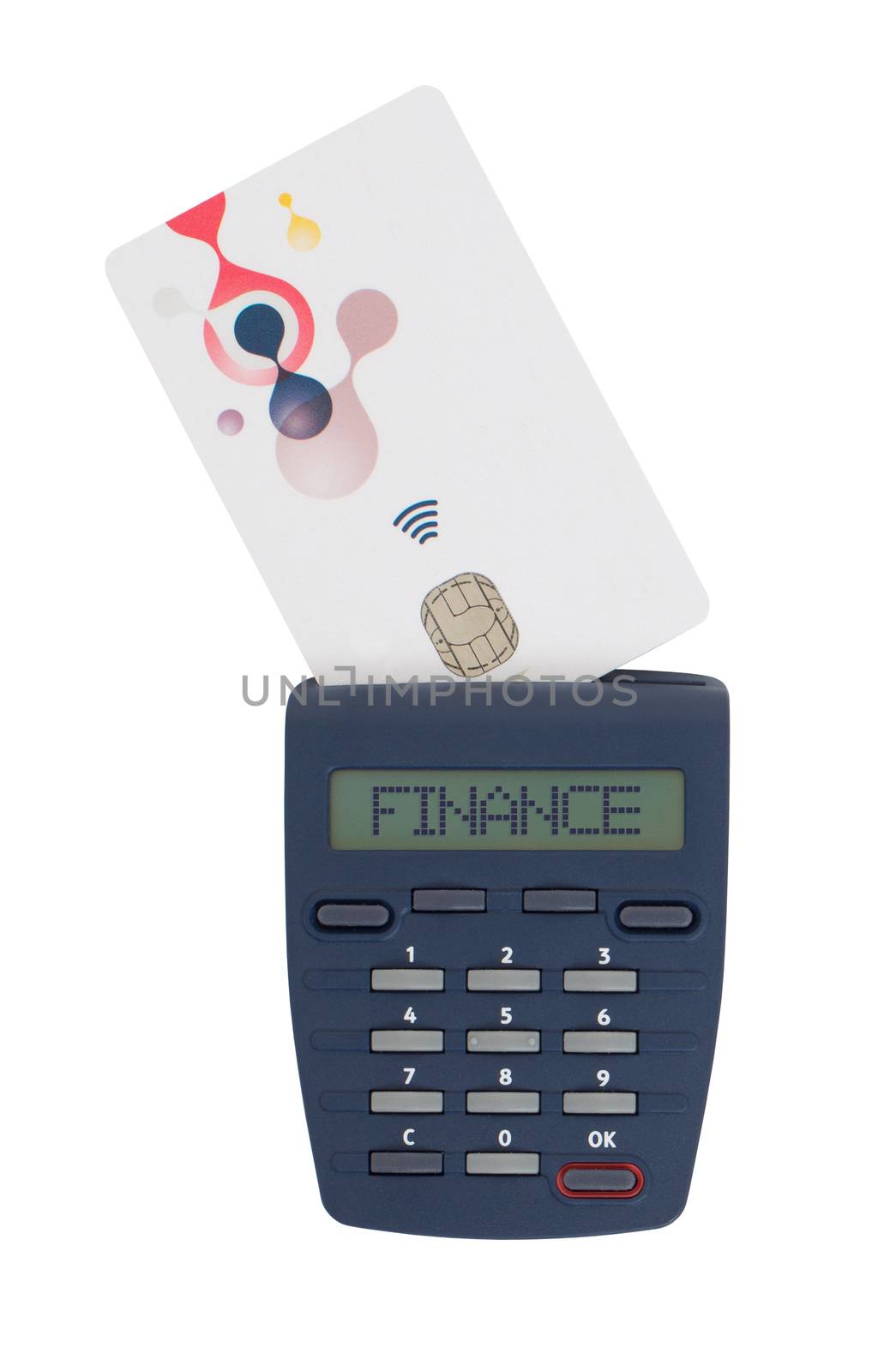 Banking at home, card reader for reading a bank card - Finance