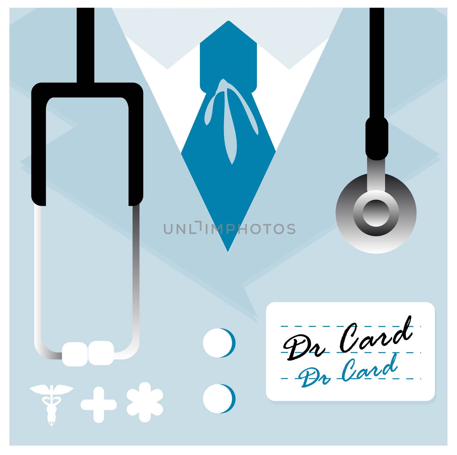 Vector card Close up of a doctors lab coat uniform