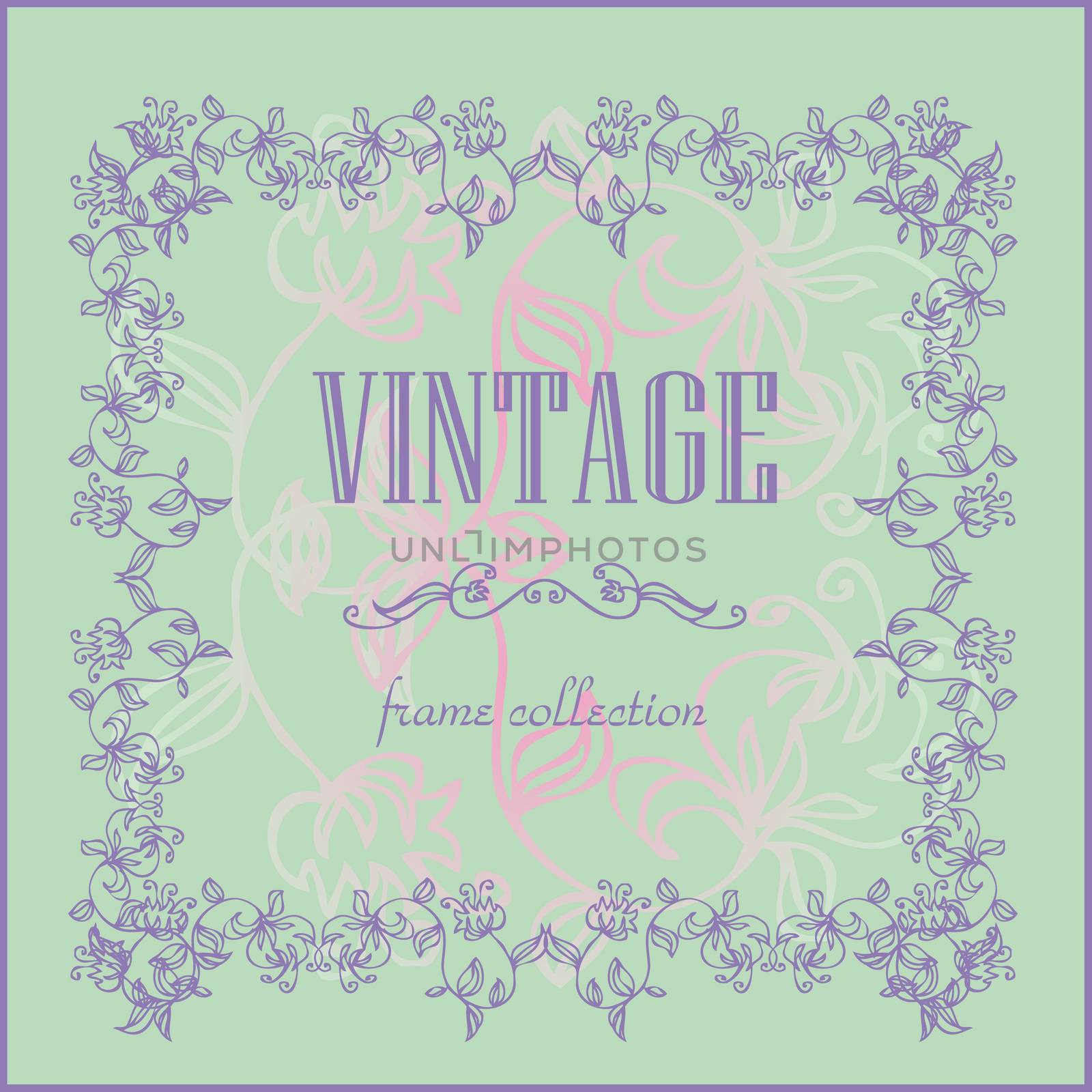 Vintage Frame floral collection pattern cards fake paper