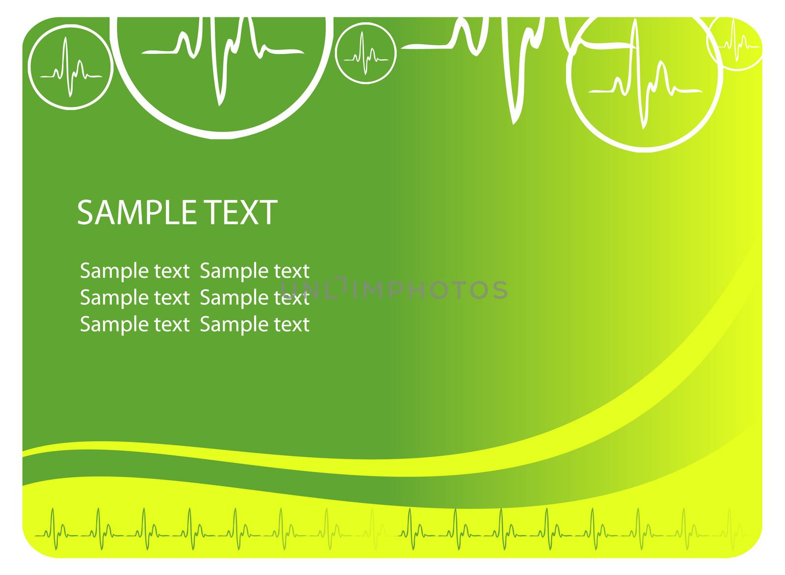 Vector cardio blue background with ecg icons and text area. Great for scientific, medical purposes.