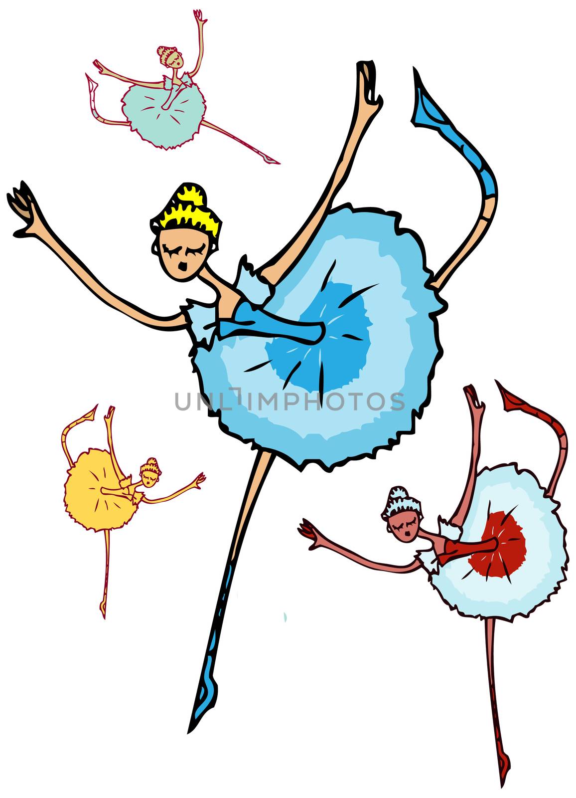 ballet dancer woman, cartoon group icons