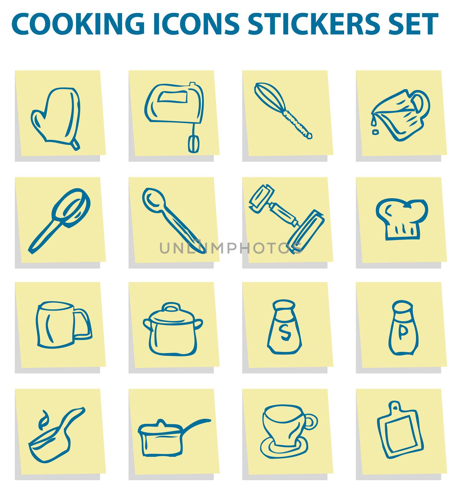 Cooking icons stickers set, kitchen elements 1 by IconsJewelry