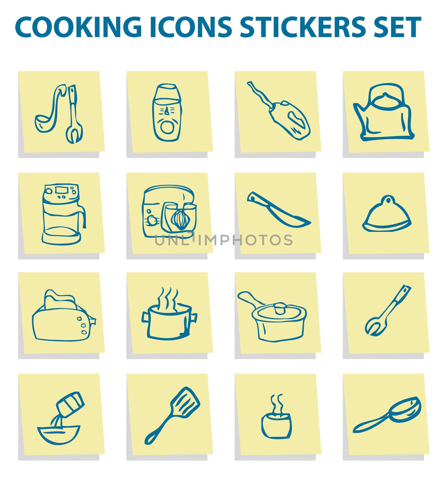 Cooking icons stickers set, kitchen elements 3 by IconsJewelry