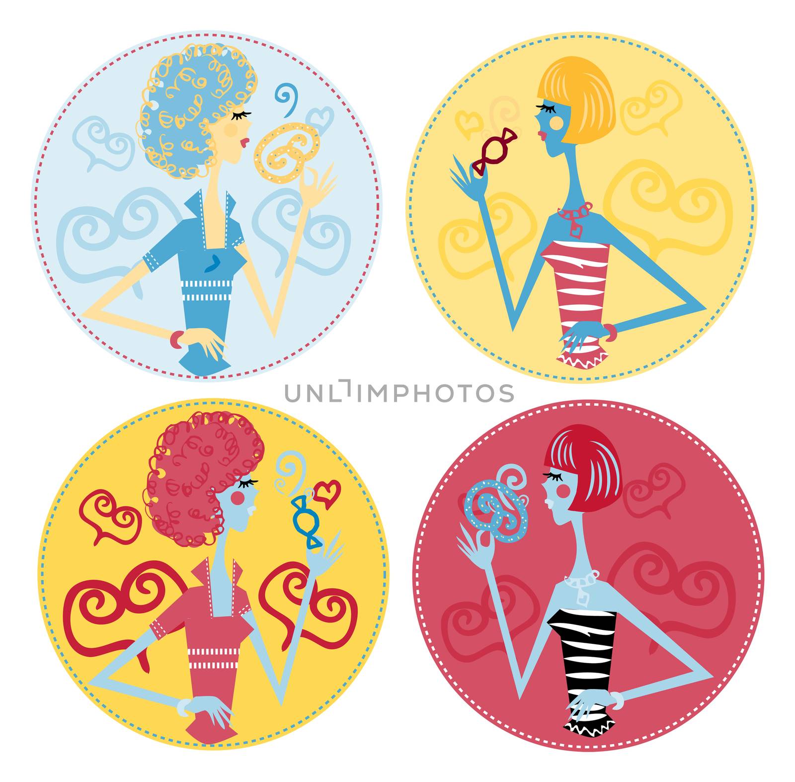 fake candy woman icons, emblem, sticker by IconsJewelry