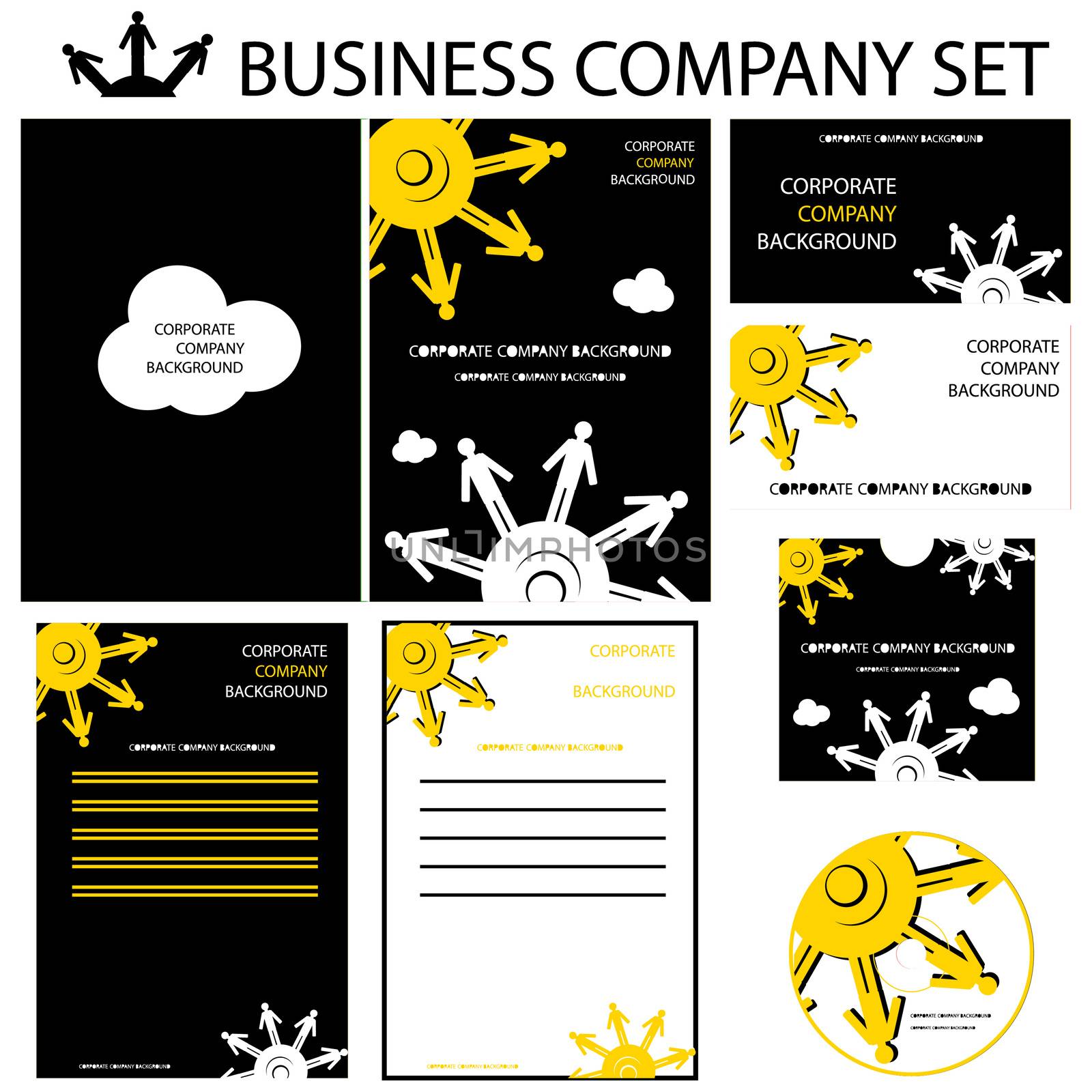 Corporate human presentation, report template. Cogs backgrounds, by IconsJewelry