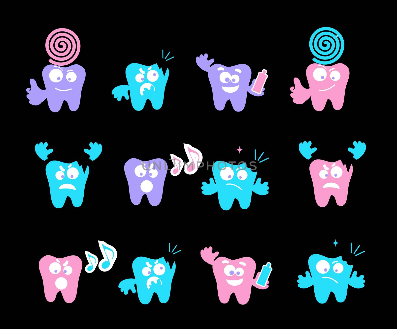 Happy smile, medical teeth care concept, vector emotions by IconsJewelry