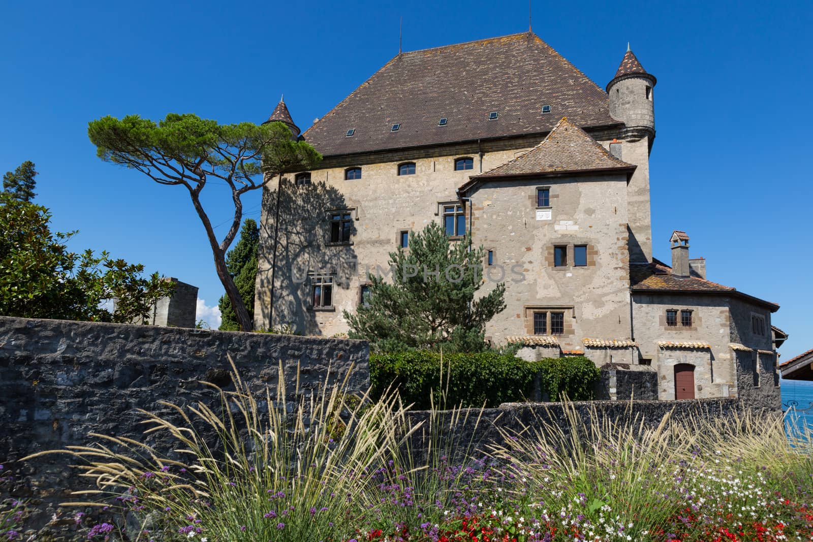 The castle of Yvoire, France. Yvoire is located on the south shore of the Lake Geneva, at the tip of the Leman penninsula.