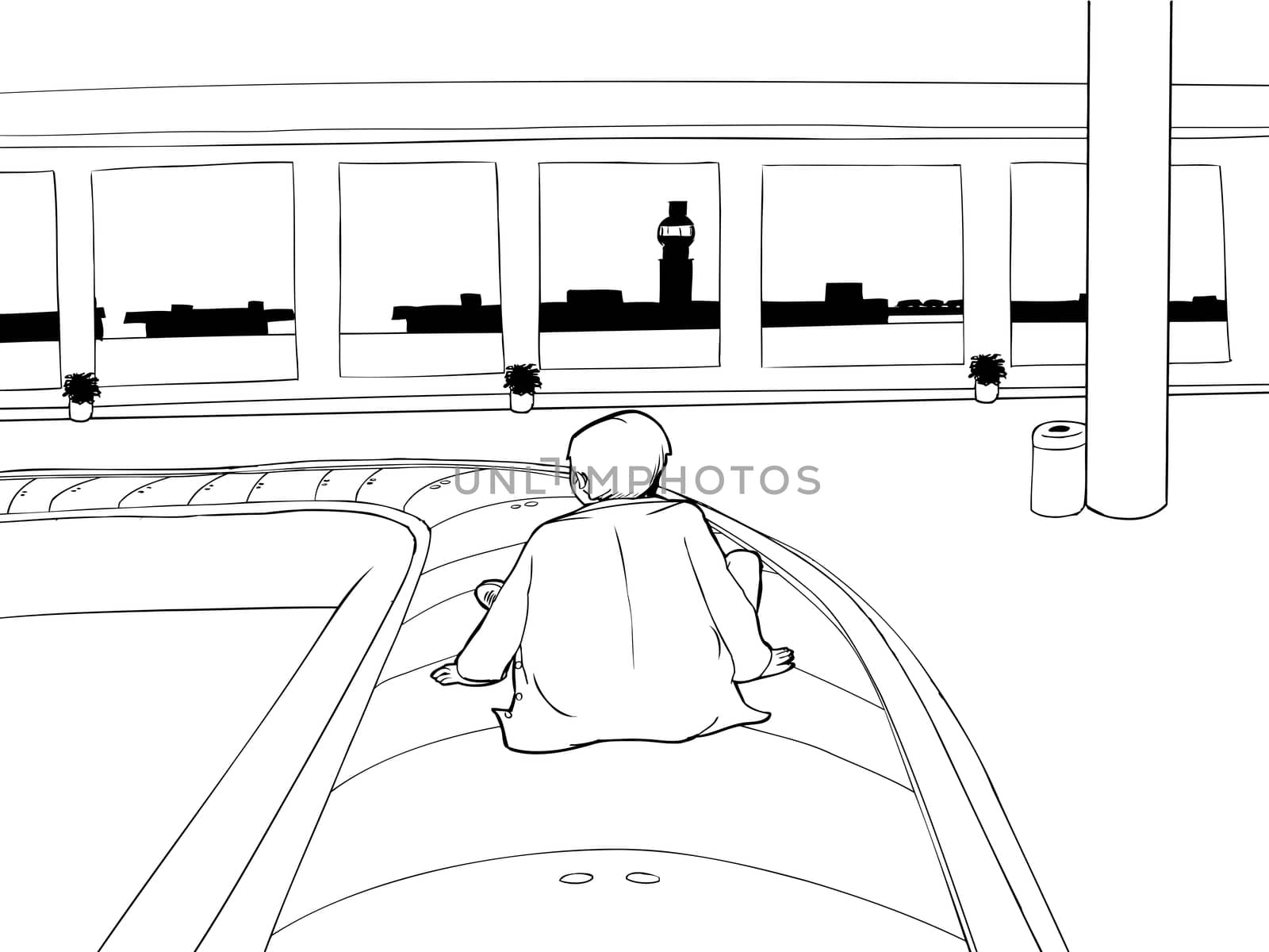 Lost Man in Airport Outline by TheBlackRhino