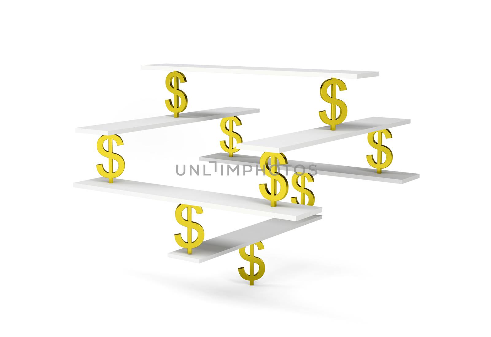 Financial balance, stable equilibrium on isolated white background
