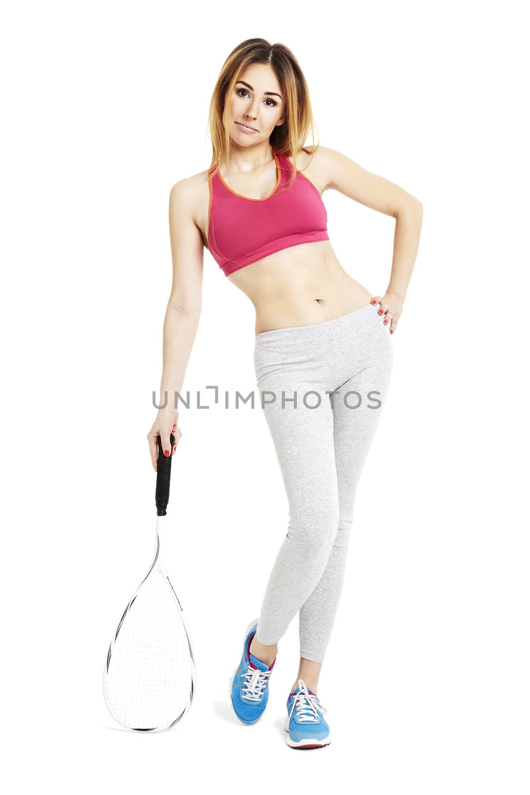Sportswoman with a tennis racket by filipw