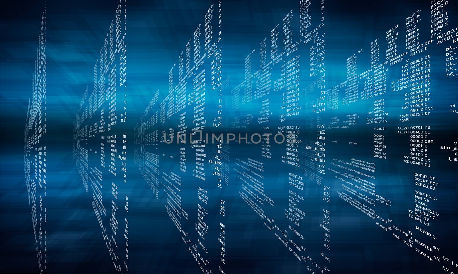 Binary computer code. Matrix blue abstract background