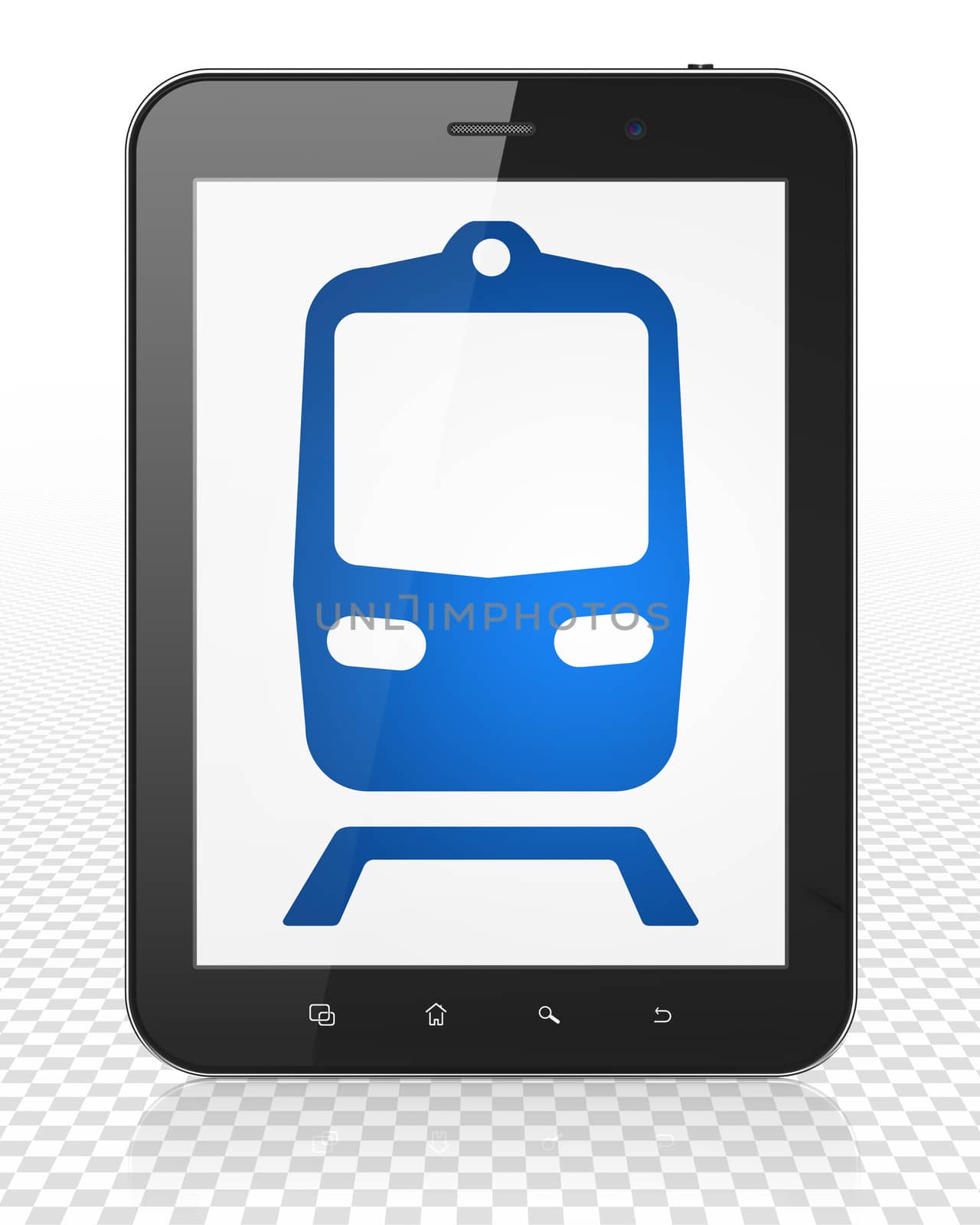 Tourism concept: Tablet Pc Computer with blue Train icon on display
