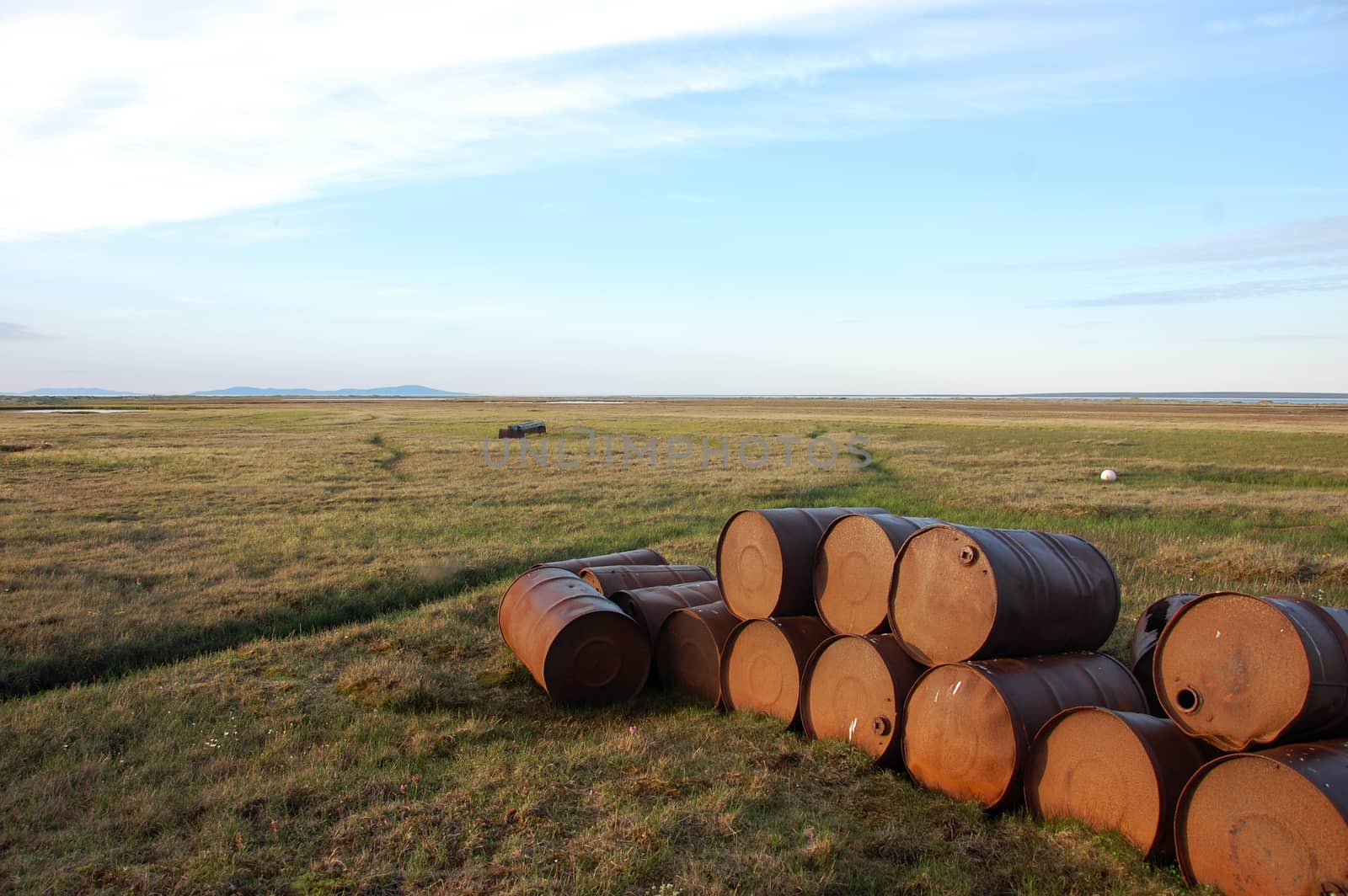 Abandoned oil drums at tundra by danemo
