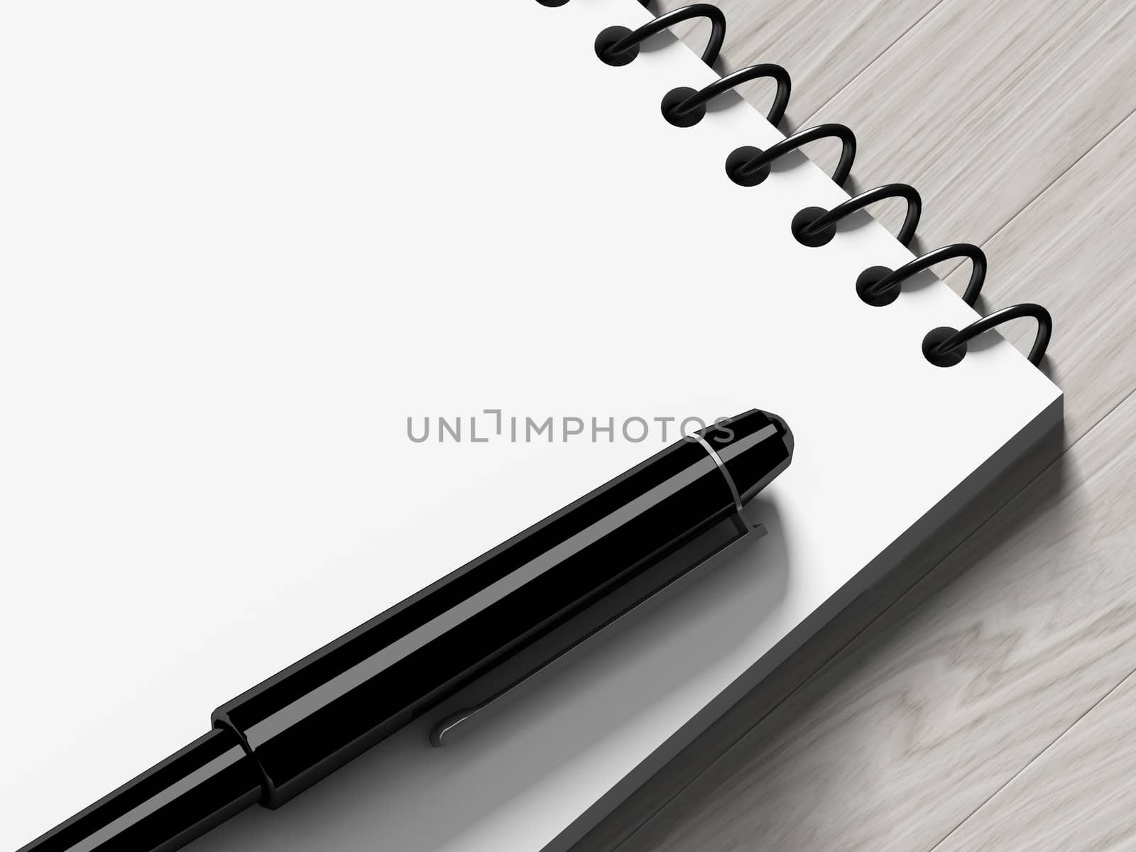 Blank note paper with pen. on wood background, business object.