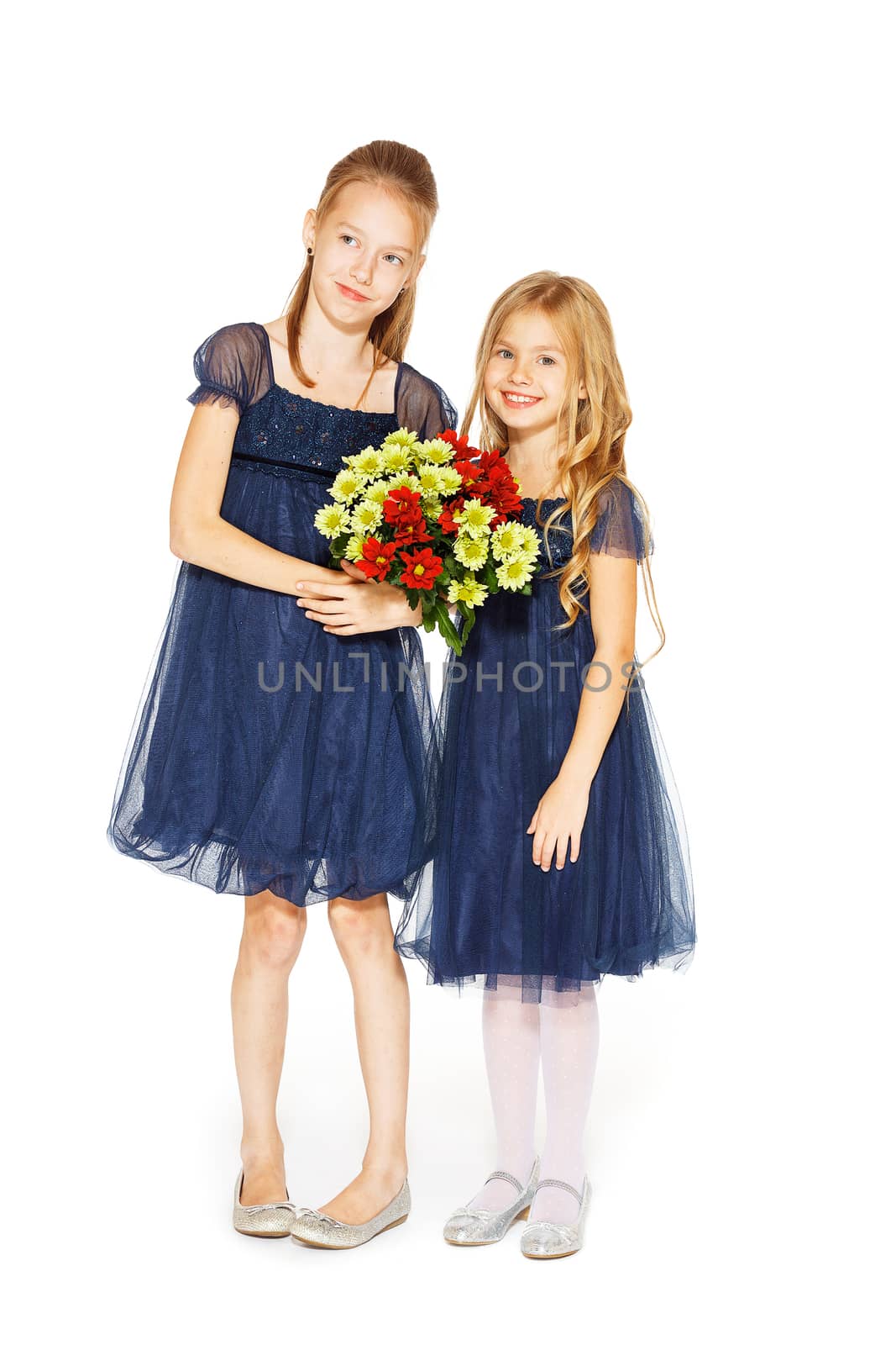Two beautiful girls with a bouquet of flowers by gorov108