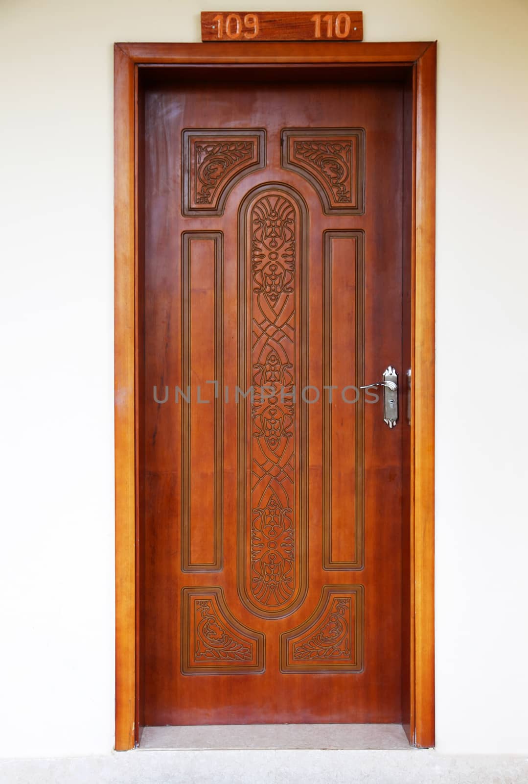 Old wooden door at Stone Town the capital of Zanzibar island East Africa.